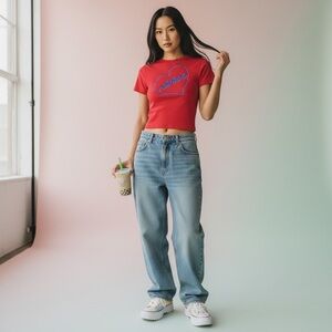 Adidas Pink & Blue Heart Shoe Lace Design Graphic Tee valentines T shirt